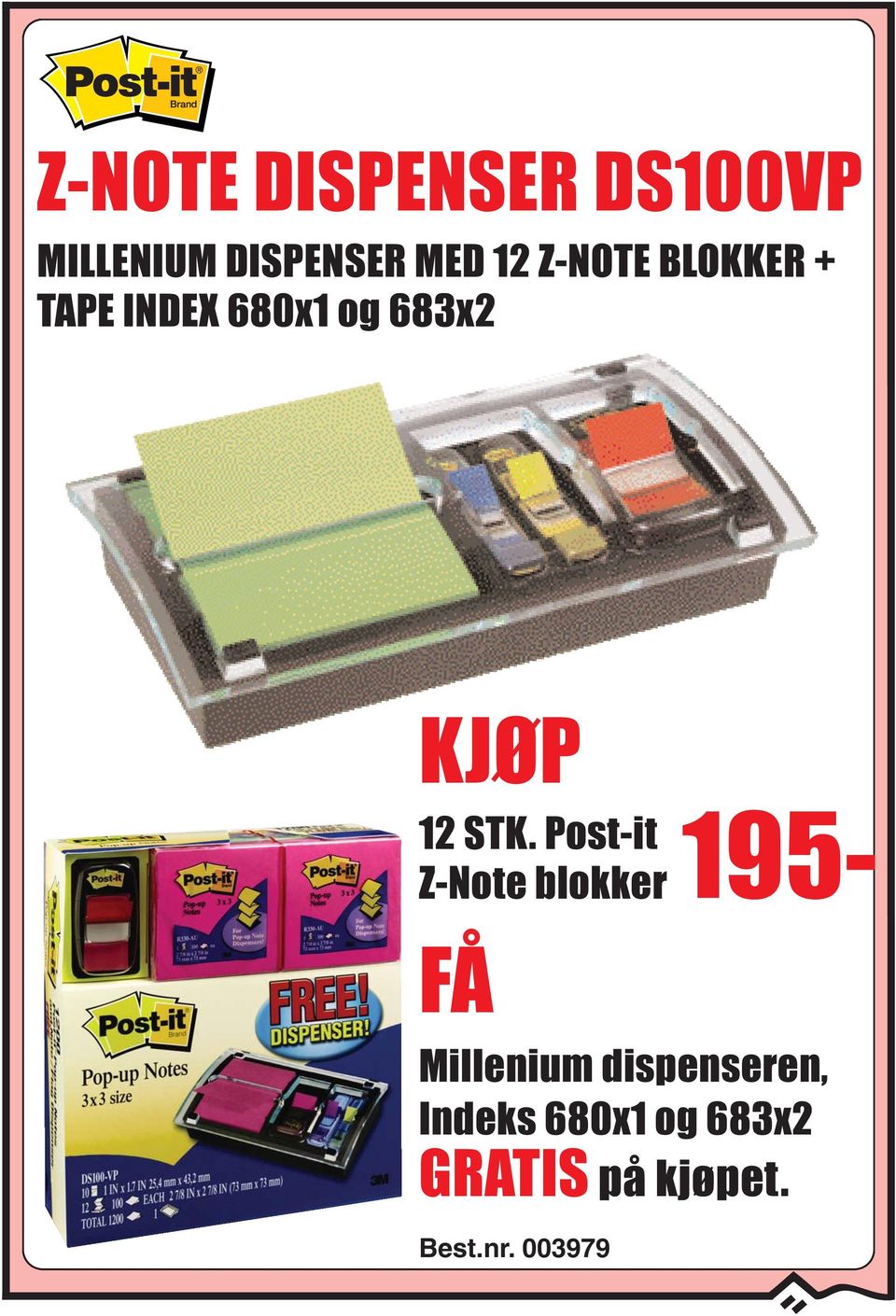 STK. Post-it Z-Note blokker 195- FÅ Millenium