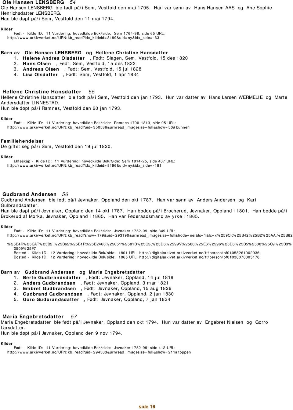 idx_kildeid=8189&uid=ny&idx_side=-63 Ole Hansen LENSBERG og Hellene Christine Hansdatter Helene Andrea Olsdatter, Født: Slagen, Sem, Vestfold, 1 des 1820 Hans Olsen, Født: Sem, Vestfold, 1 des 18