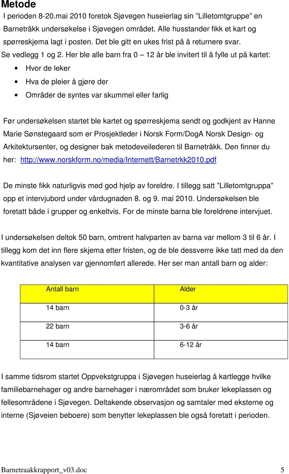 Her ble alle barn fra 0 12 år ble invitert til å fylle ut på kartet: Hvor de leker Hva de pleier å gjøre der Områder de syntes var skummel eller farlig Før undersøkelsen startet ble kartet og