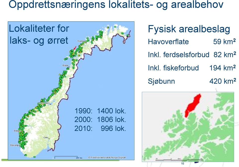 Inkl. ferdselsforbud 82 km 2 Inkl.