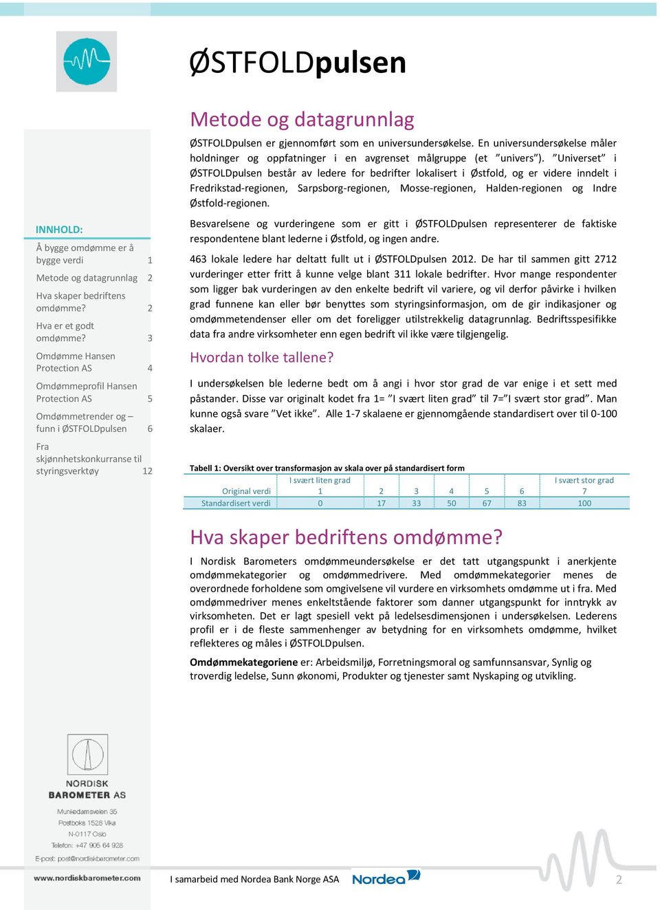 Østfold-regionen. Besvarelsene og vurderingene som er gitt i ØSTFOLDpulsen representerer de faktiske respondentene blant lederne i Østfold, og ingen andre.