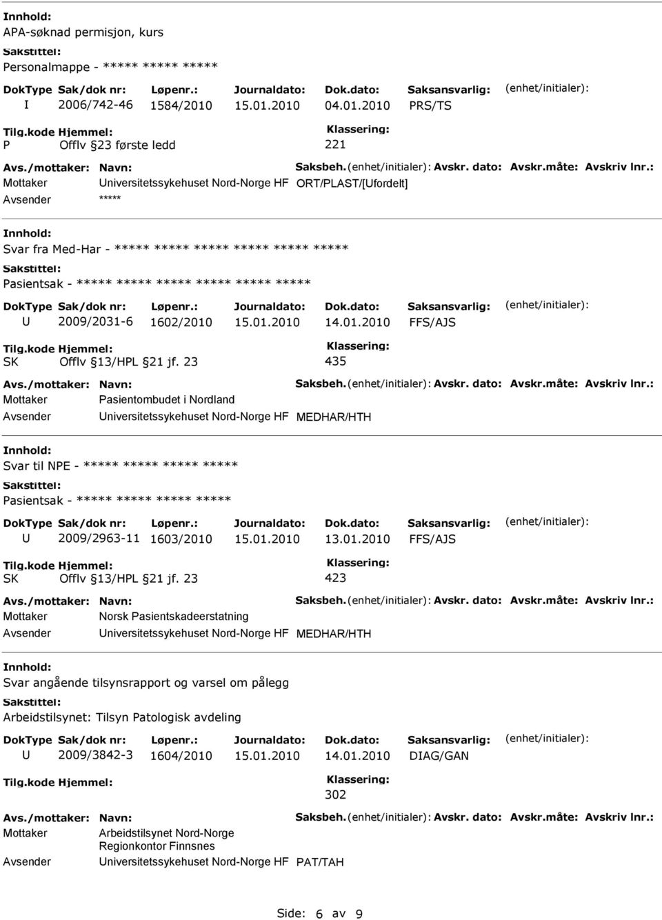 FFS/AJS Offlv 13/HL 21 jf. 23 435 Avs./mottaker: Navn: Saksbeh. Avskr. dato: Avskr.måte: Avskriv lnr.