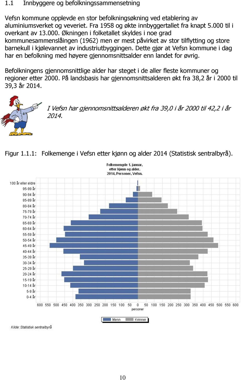 Dette gjør at Vefsn kommune i dag har en befolkning med høyere gjennomsnittsalder enn landet for øvrig.