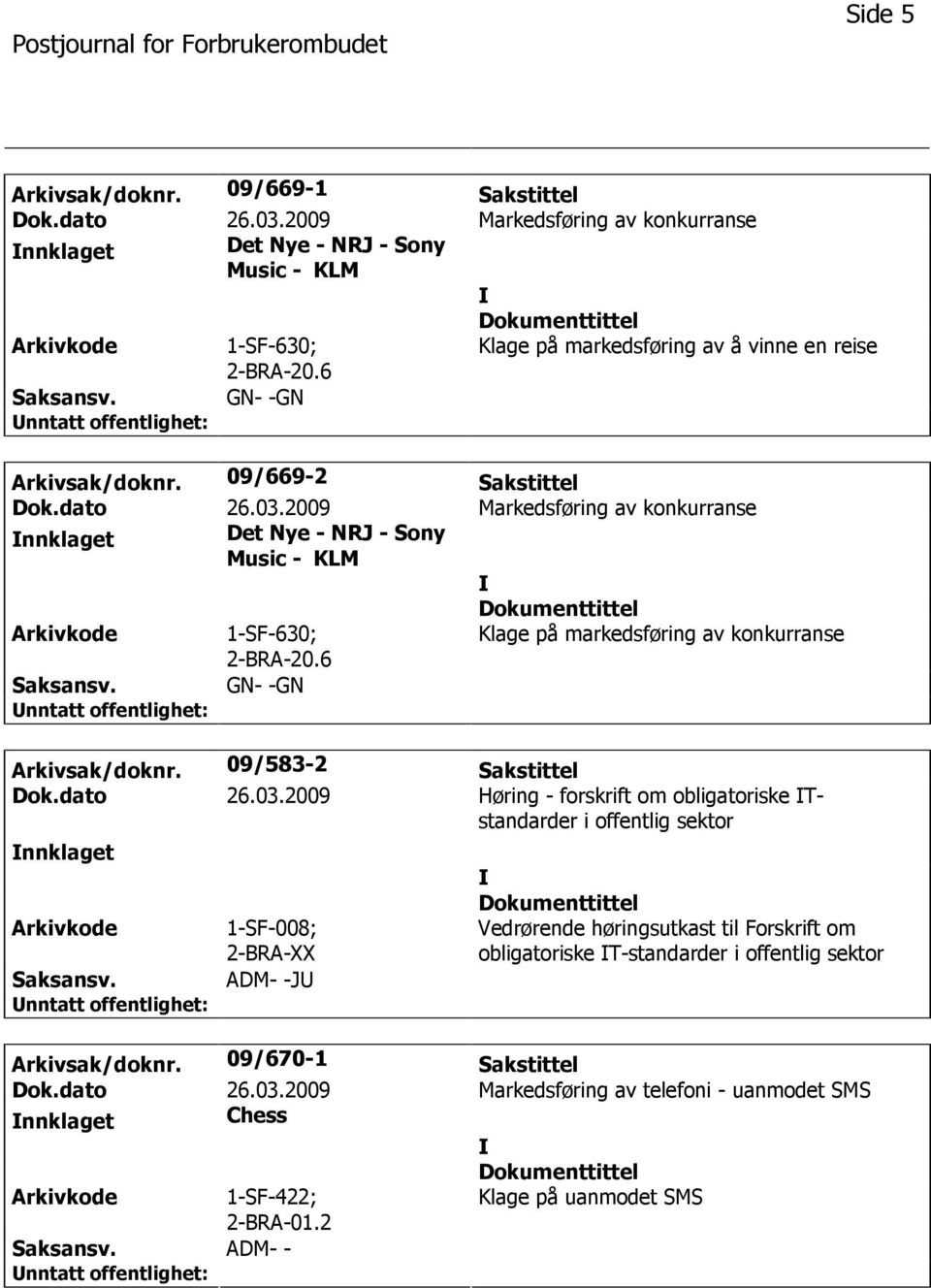 6 Klage på markedsføring av konkurranse GN- -GN Arkivsak/doknr. 09/583-2 Sakstittel Dok.dato 26.03.