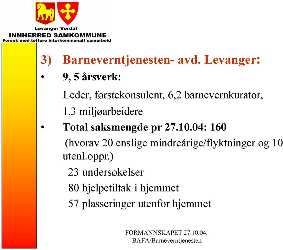 1,3 miljøarbeidere Total saksmengde pr 27.10.