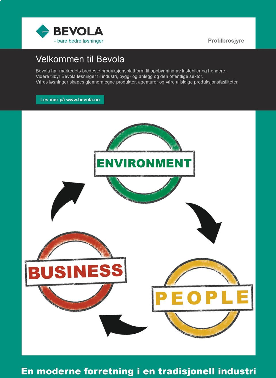 Våres løsninger skapes gjennom egne produkter, agenturer og våre allsidige produksjonsfasiliteter. Les mer på www.bevola.