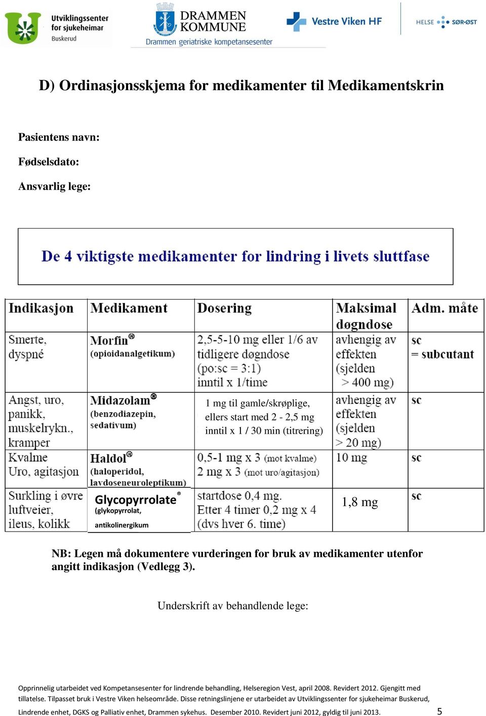 antikolinergikum NB: Legen må dokumentere vurderingen for bruk av medikamenter utenfor angitt indikasjon (Vedlegg 3).