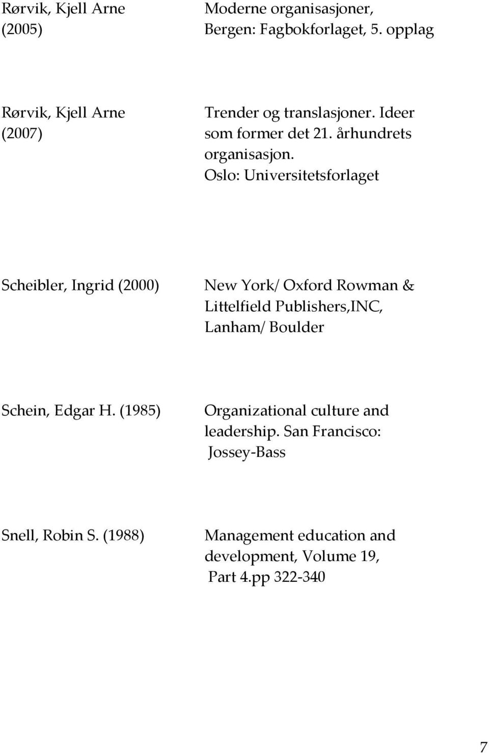 Oslo: Universitetsforlaget Scheibler, Ingrid (2000) New York/ Oxford Rowman & Littelfield Publishers,INC, Lanham/ Boulder