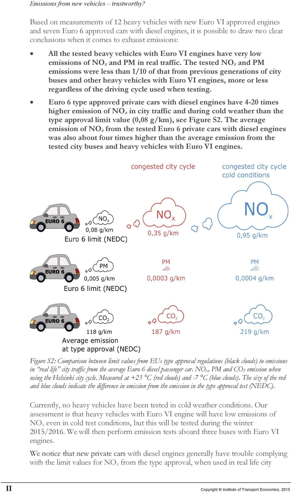 emissions: All the tested heavy vehicles with Euro VI engines have very low emissions of NO x and PM in real traffic.