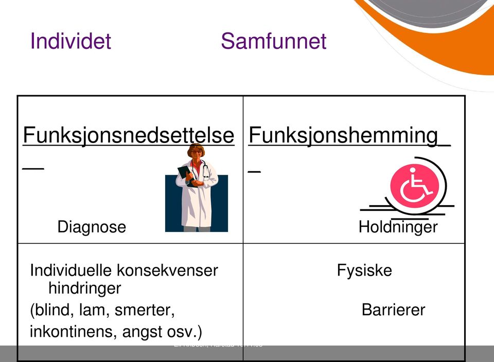 konsekvenser hindringer (blind, lam, smerter,