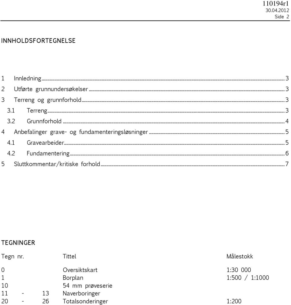 .. 4 4 Anbefalinger grave- og fundamenteringsløsninger... 5 4.1 Gravearbeider... 5 4.2 Fundamentering.