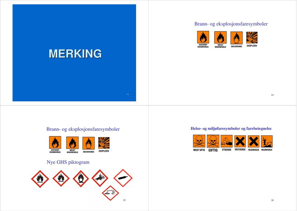 miljøfaresymboler og farebetegnelse