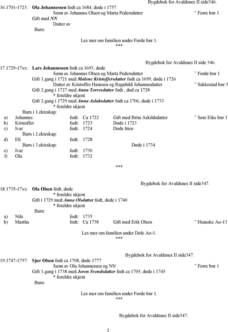 gang i 1721 med Malene Kristoffersdatter født ca 1699, døde i 1726 Kristoffer Hanssen og Ragnhild Johannesdatter Sakkestad bnr 3 Gift 2.