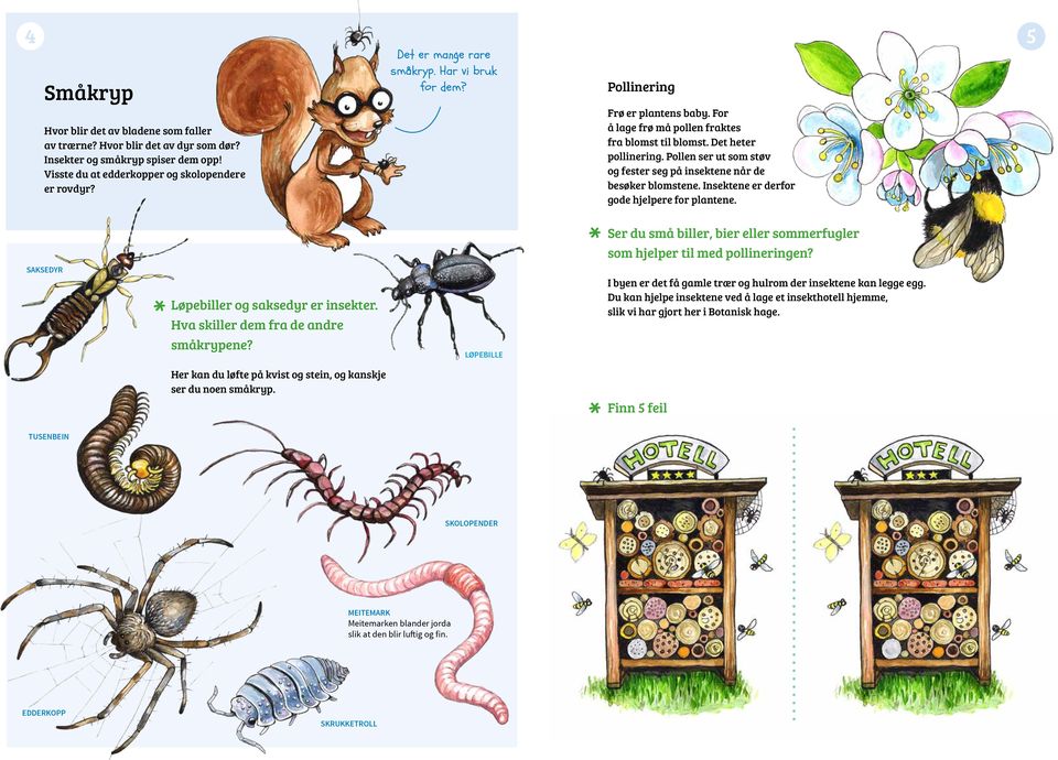 Pollen ser ut som støv og fester seg på insektene når de besøker blomstene. Insektene er derfor gode hjelpere for plantene.