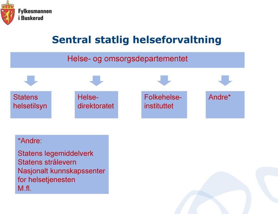 Helsedirektoratet Folkehelseinstituttet Andre* *Andre: