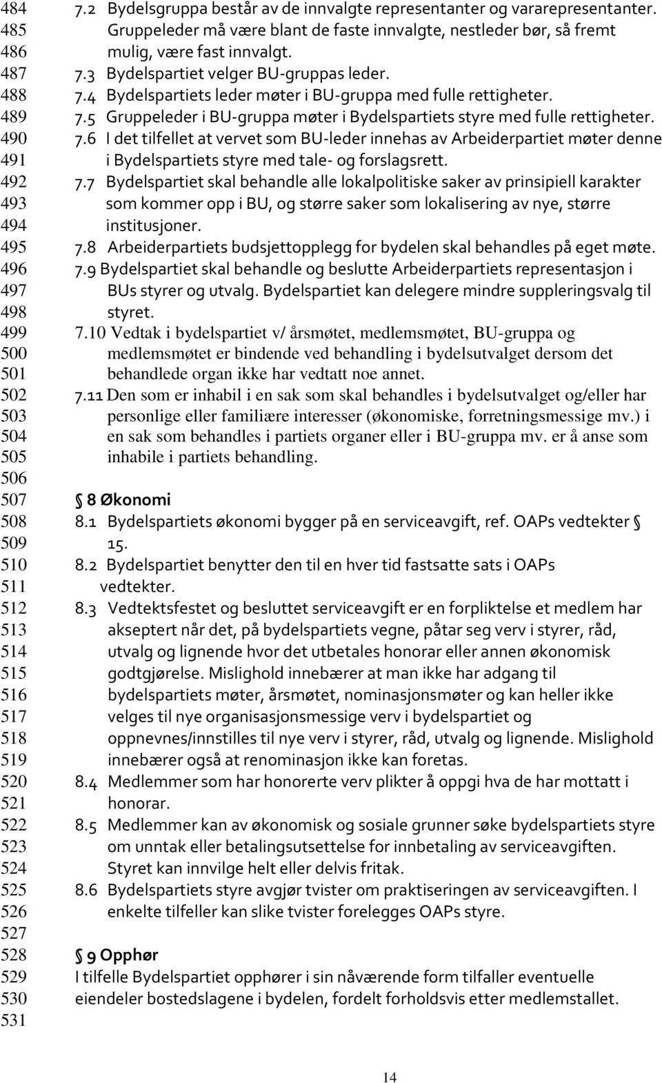 3 Bydelspartiet velger BU-gruppas leder. 7.4 Bydelspartiets leder møter i BU-gruppa med fulle rettigheter. 7.5 Gruppeleder i BU-gruppa møter i Bydelspartiets styre med fulle rettigheter. 7.6 I det tilfellet at vervet som BU-leder innehas av Arbeiderpartiet møter denne i Bydelspartiets styre med tale- og forslagsrett.