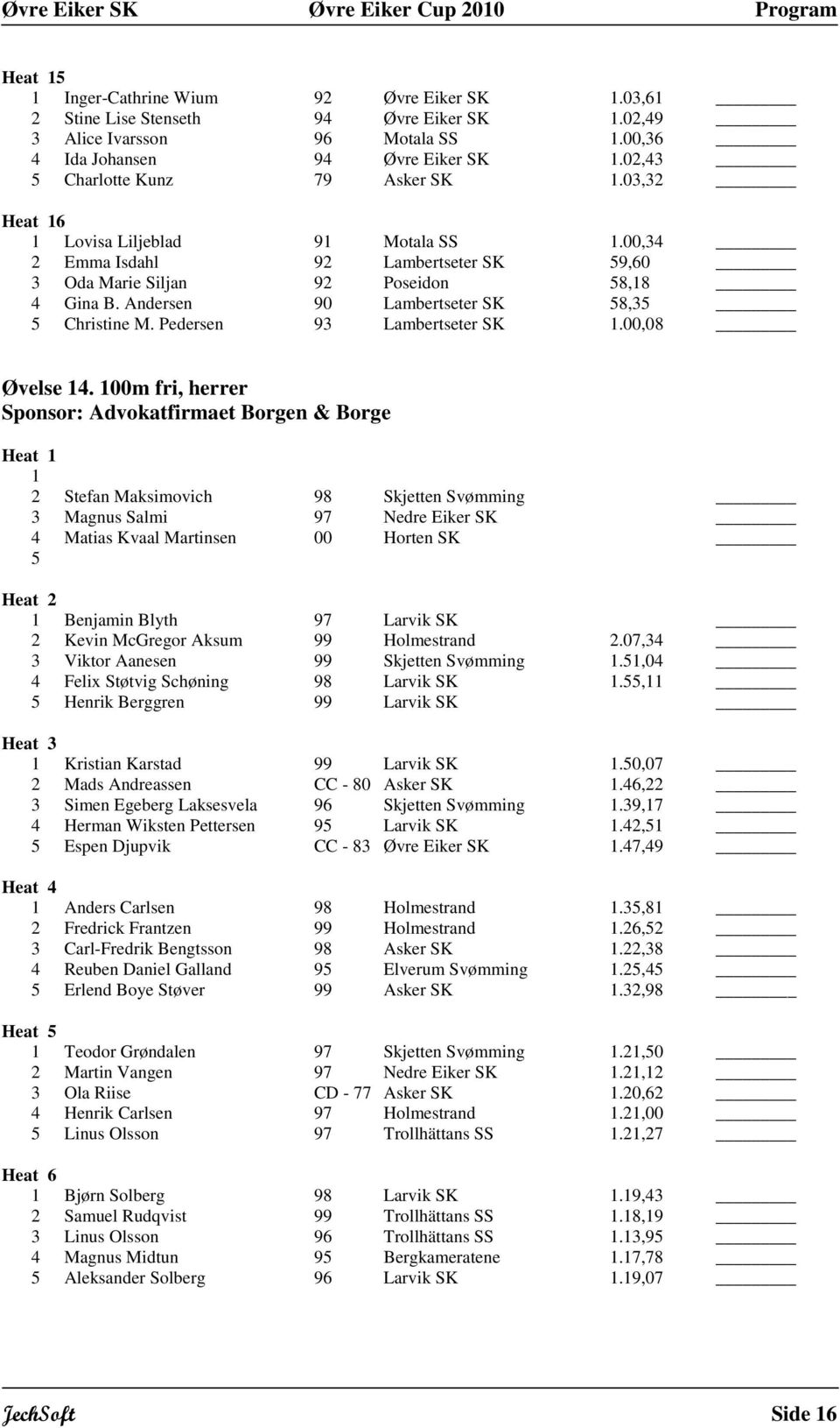 Andersen 90 Lambertseter SK 8,3 Christine M. Pedersen 93 Lambertseter SK.00,08 Øvelse 4.