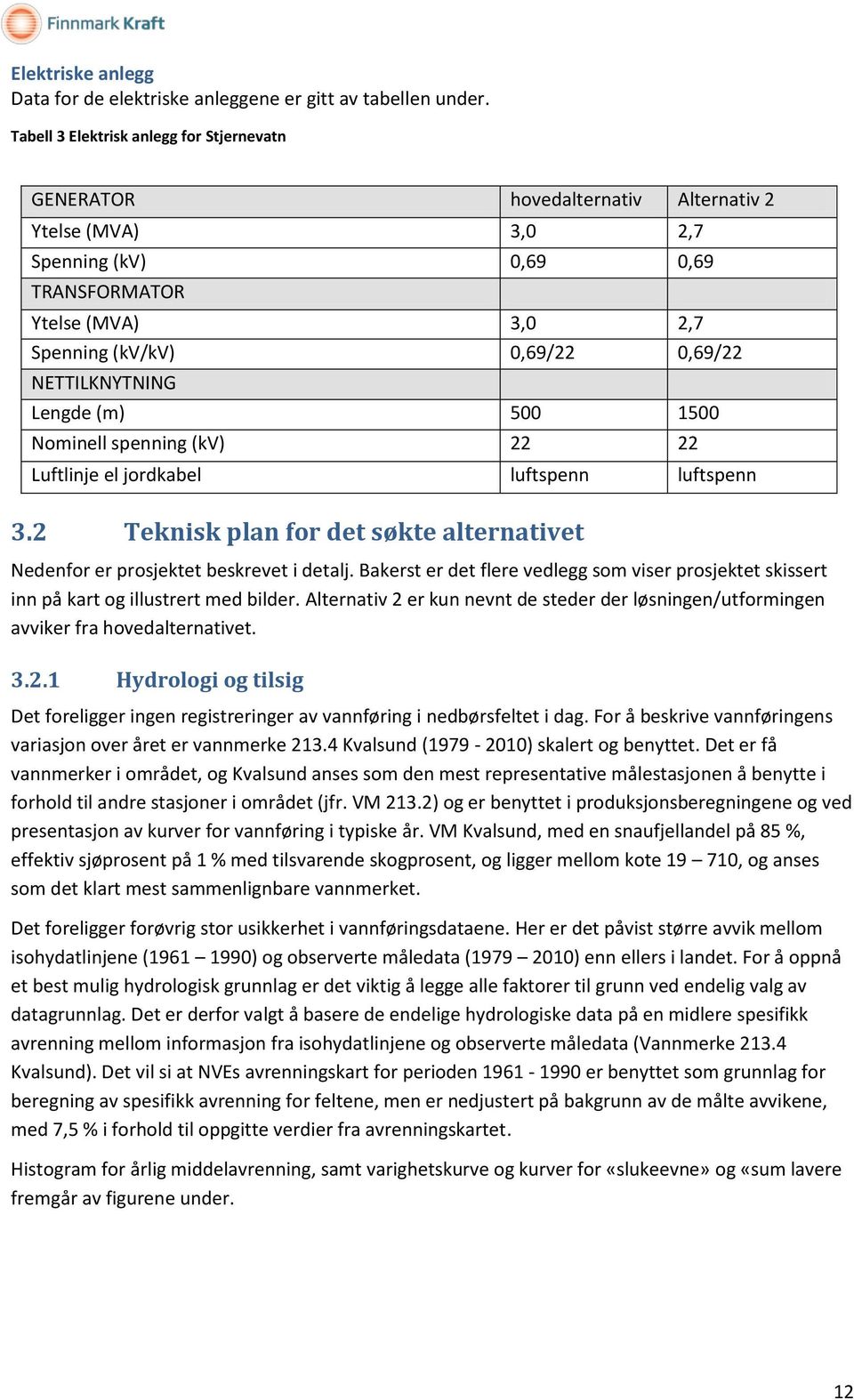 NETTILKNYTNING Lengde (m) 500 1500 Nominell spenning (kv) 22 22 Luftlinje el jordkabel luftspenn luftspenn 3.2 Teknisk plan for det søkte alternativet Nedenfor er prosjektet beskrevet i detalj.