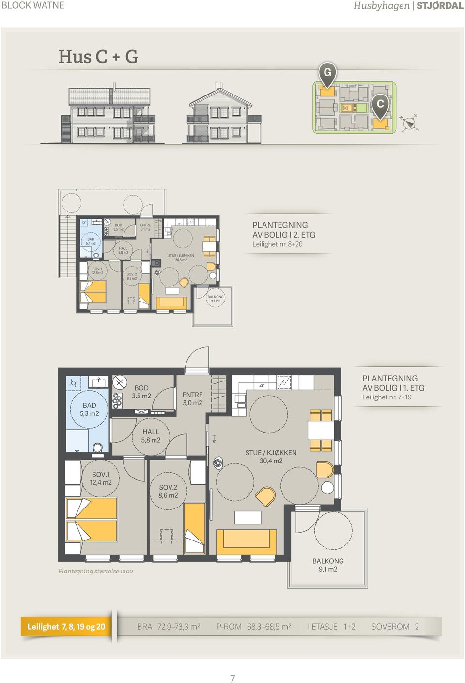 ETG Leilighet nr. 7+19 5,8 m2 30,4 m2 12,4 m2 SOV.