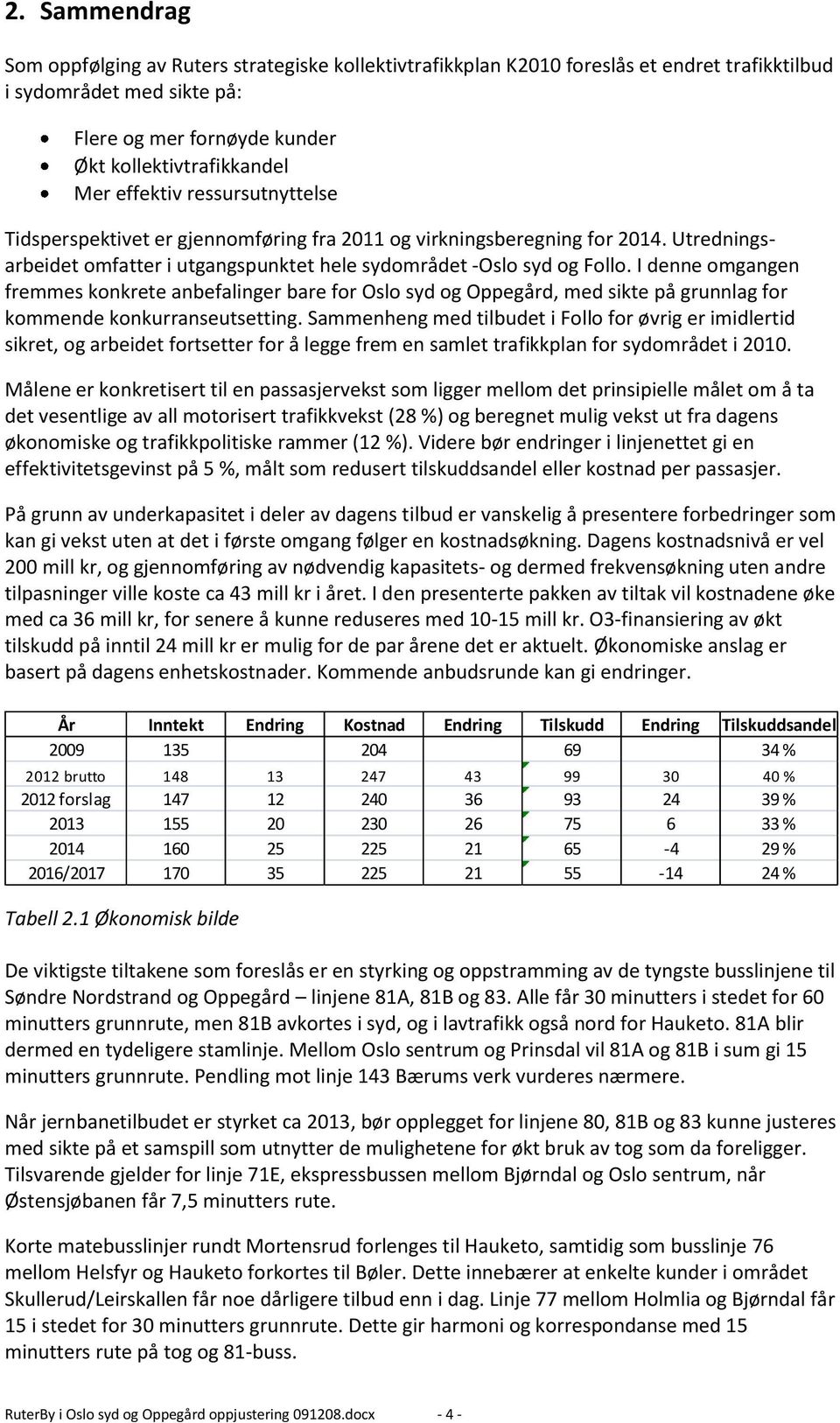 I denne omgangen fremmes konkrete anbefalinger bare for Oslo syd og Oppegård, med sikte på grunnlag for kommende konkurranseutsetting.