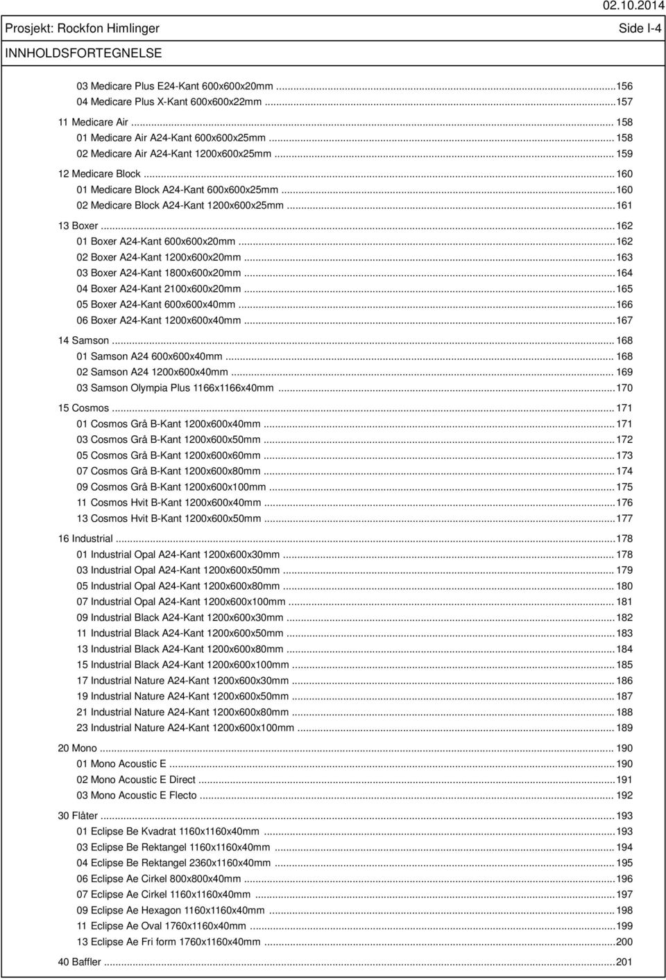 .. 160 02 Medicare Block A24-Kant 1200x600x25mm... 161 13 Boxer... 162 01 Boxer A24-Kant 600x600x20mm... 162 02 Boxer A24-Kant 1200x600x20mm... 163 03 Boxer A24-Kant 1800x600x20mm.