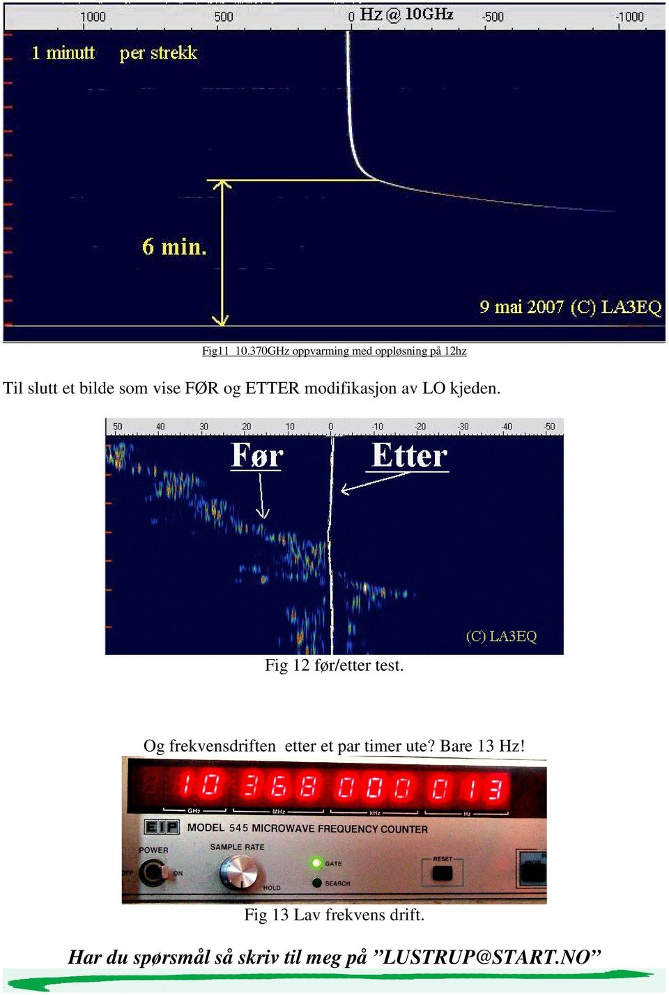 FØR og ETTER modifikasjon av LO kjeden. Fig 12 før/etter test.