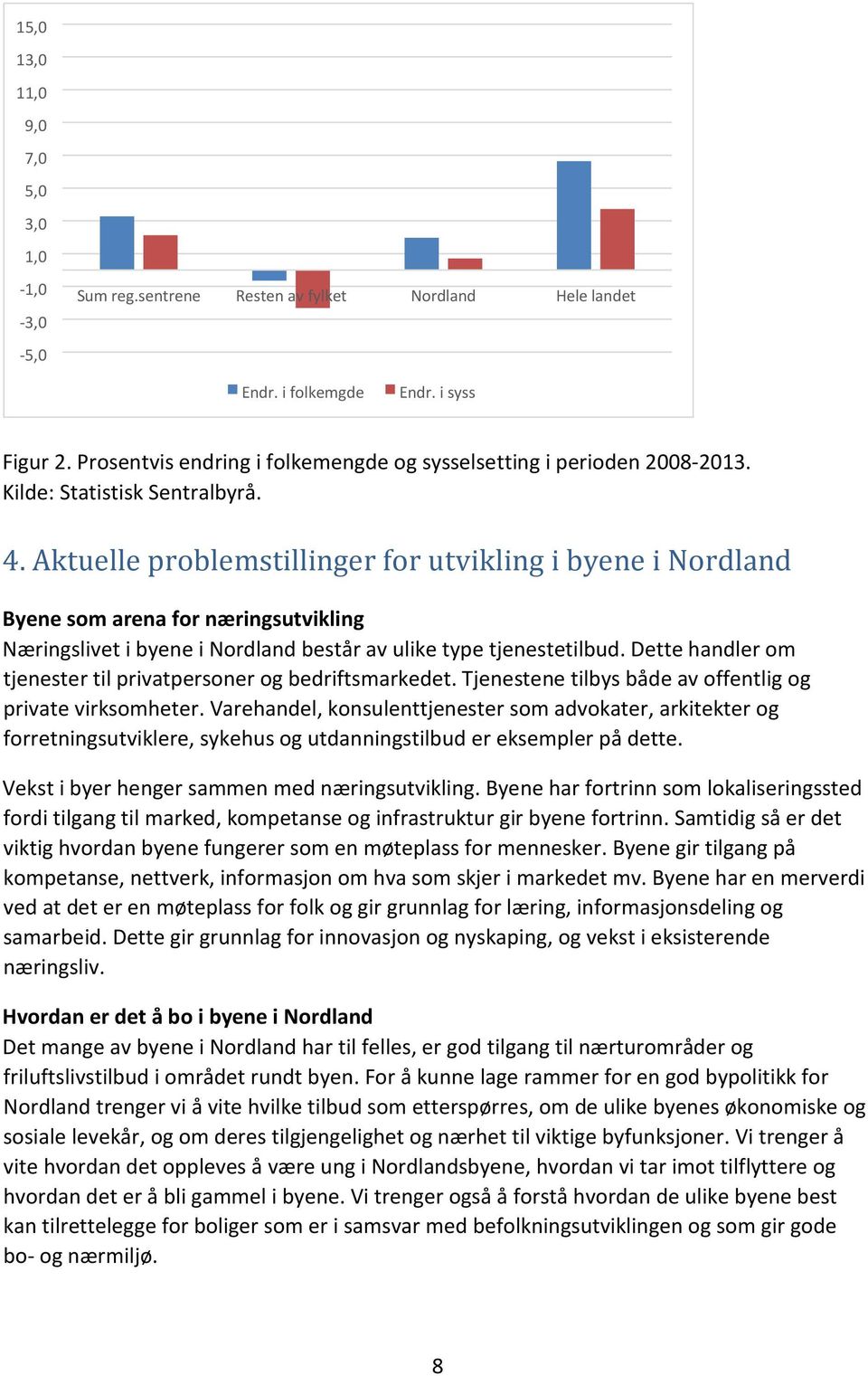 Aktuelle problemstillinger for utvikling i byene i Nordland Byene som arena for næringsutvikling Næringslivet i byene i Nordland består av ulike type tjenestetilbud.