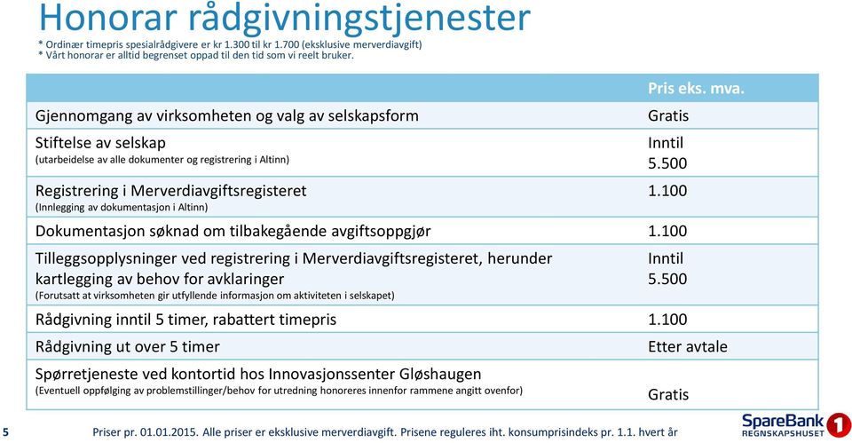 dokumentasjon i Altinn) Pris eks. mva. Gratis Inntil 5.500 1.100 Dokumentasjon søknad om tilbakegående avgiftsoppgjør 1.