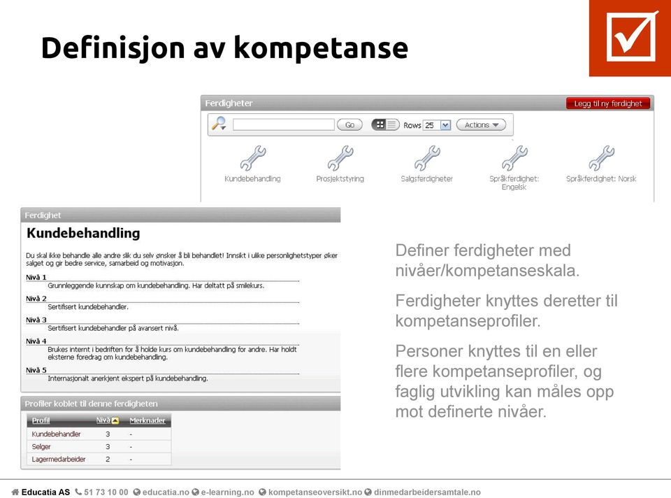 Ferdigheter knyttes deretter til kompetanseprofiler.