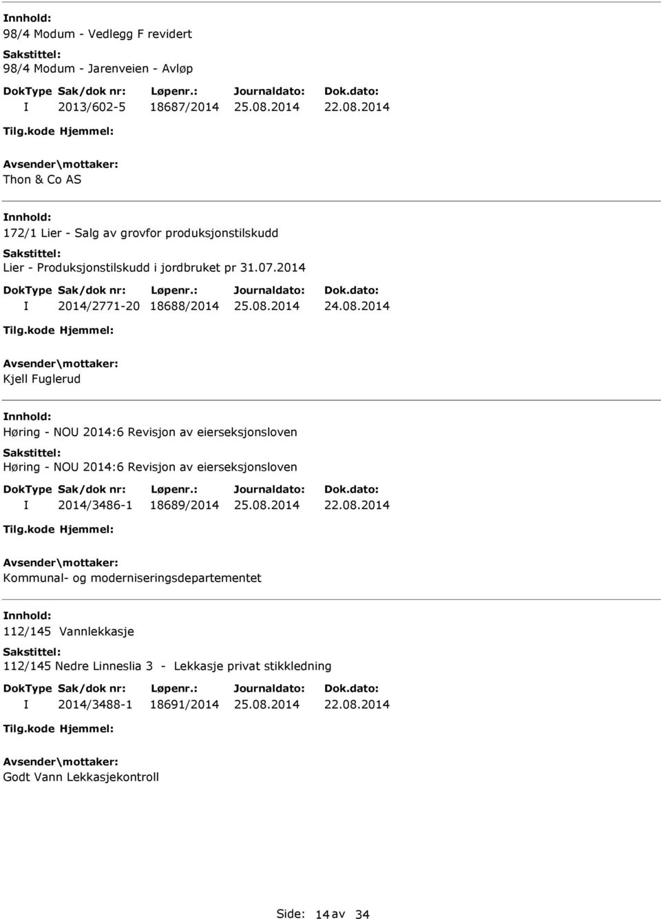 2014 2014/2771-20 18688/2014 Kjell Fuglerud Høring - NO 2014:6 Revisjon av eierseksjonsloven Høring - NO 2014:6 Revisjon av