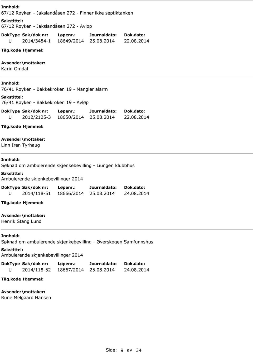 ambulerende skjenkebevilling - Liungen klubbhus Ambulerende skjenkebevillinger 2014 2014/118-51 18666/2014 Henrik Stang Lund Søknad om