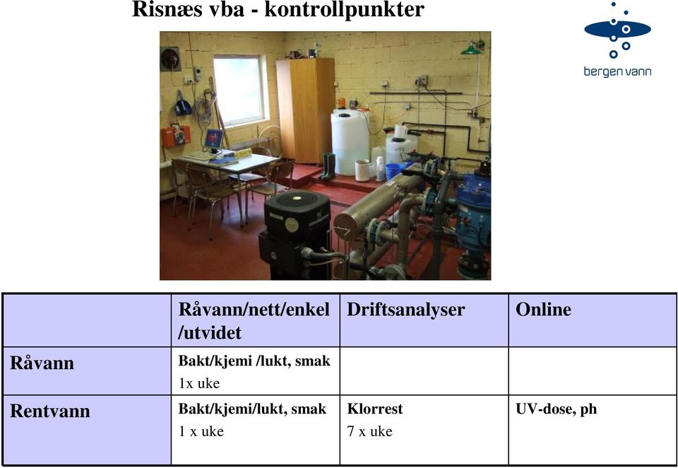 Online Råvann Bakt/kjemi /lukt, smak 1x uke