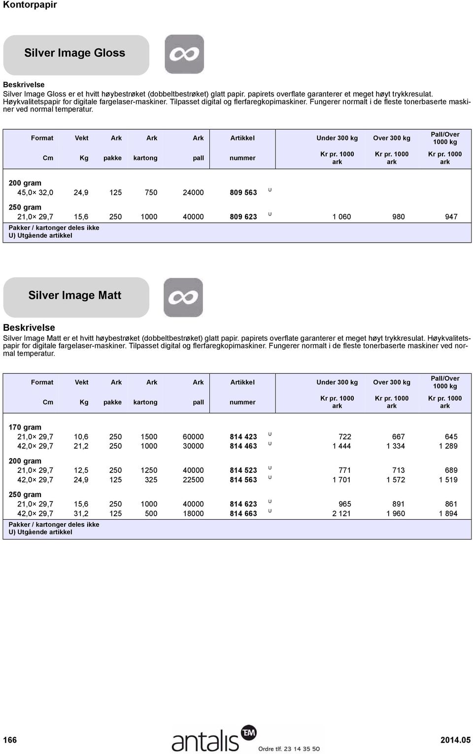 Format Vekt Ark Ark Ark Artikkel nder 300 Over 300 Cm Kg pakke kartong pall nummer 200 gram 45,0 32,0 24,9 125 750 24000 809 563 250 gram 21,0 29,7 15,6 250 1000 40000 809 623 ) tgående artikkel 1