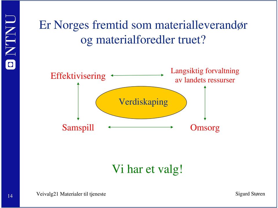 Effektivisering Langsiktig forvaltning av