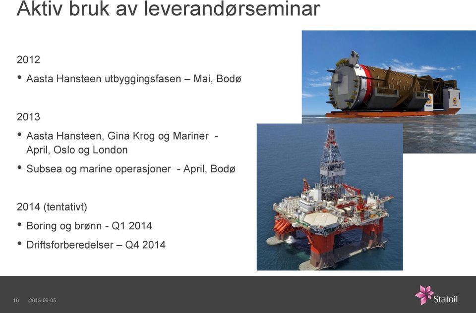 Mariner - April, Oslo og London Subsea og marine operasjoner -