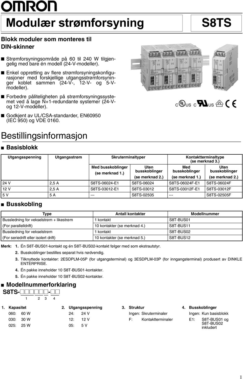 Forbedre påliteligheten på strømforsyningssystemet ved å lage N+1-redundante systemer (24og 12-modeller). Godkjent av UL/CSA-standarder, EN60950 (IEC 950) og VDE 0160.