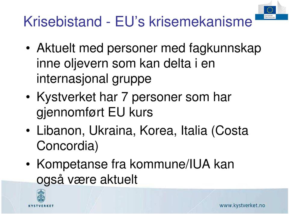 Kystverket har 7 personer som har gjennomført EU kurs Libanon,