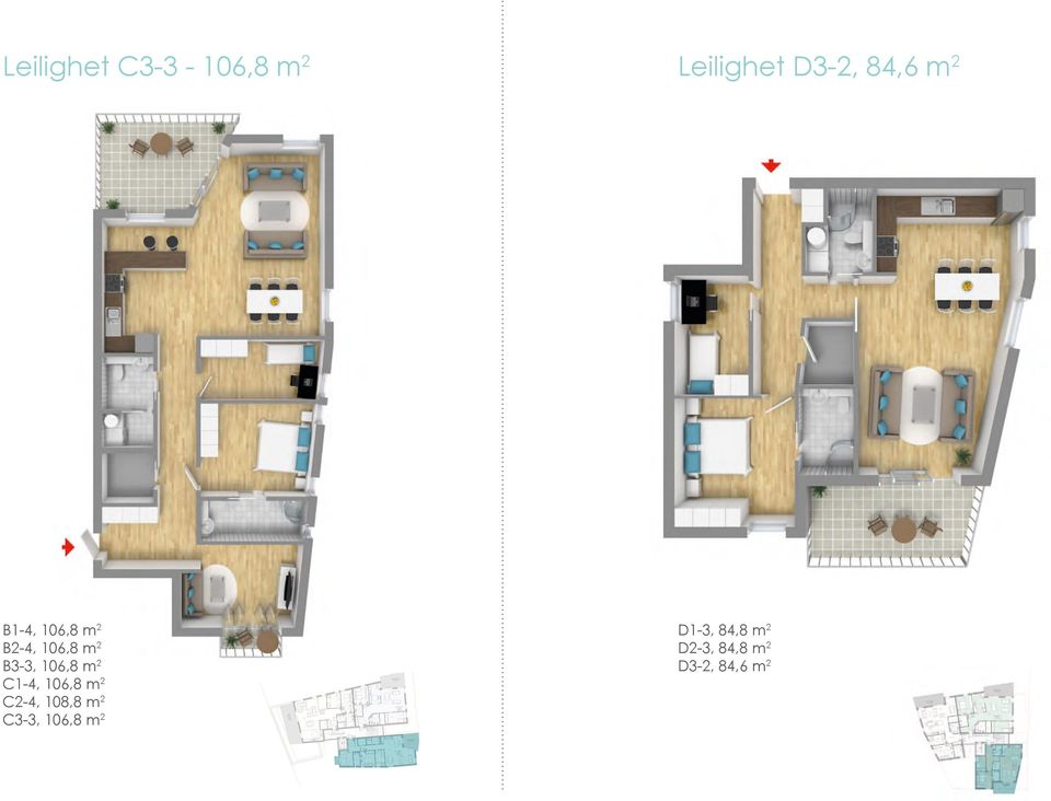 C3-2 108,8m2 5,1m2 6,1m2 11,9m2 VASK 5,9m2 BOD VASK 3,2m2 SOV 2 13,1m2 INNVENDIG ADKOMST TERRASSE 14,5 m2 VASK 5,7m2 BOD 3m2