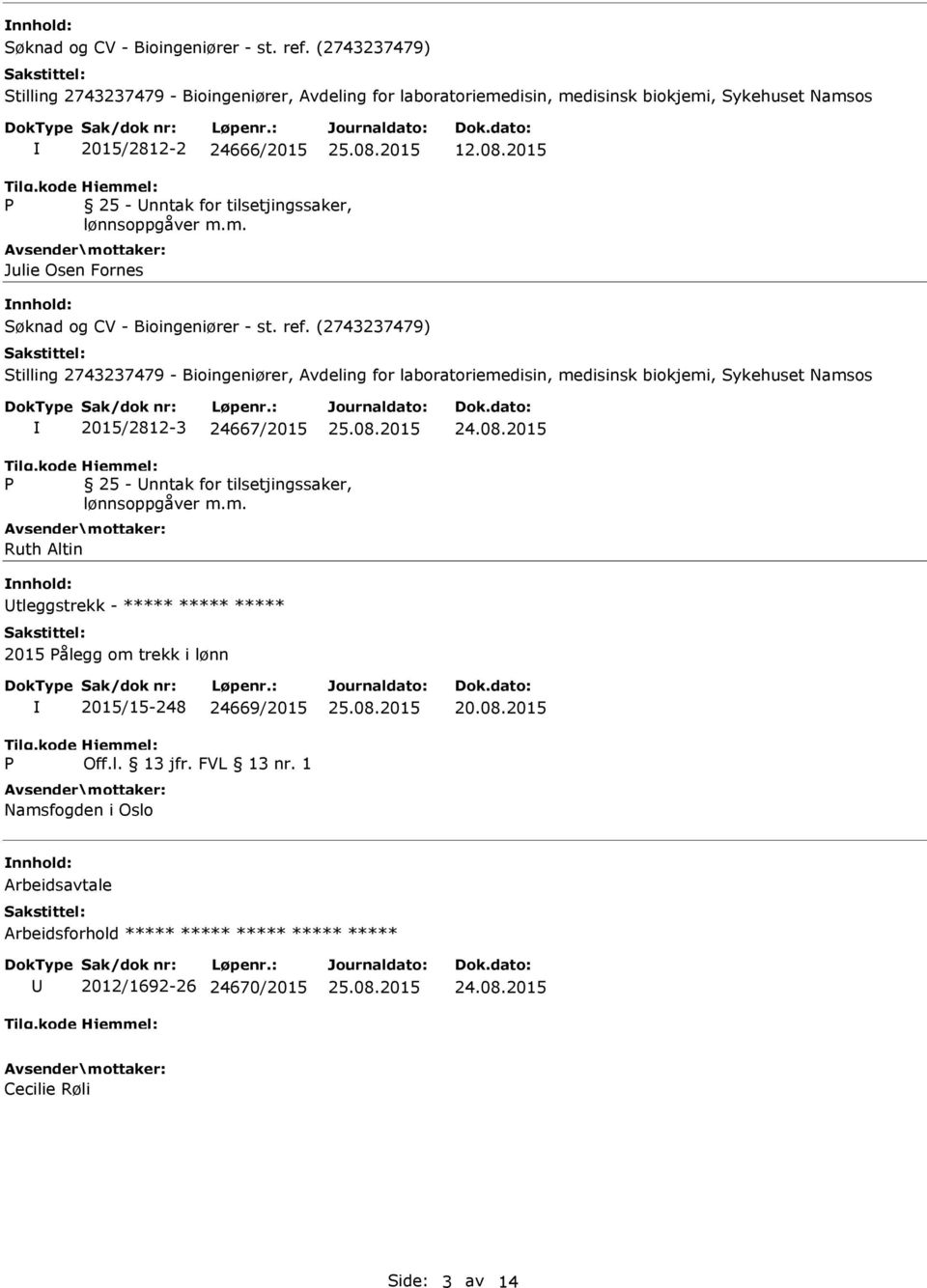 2015 P 25 - nntak for tilsetjingssaker, lønnsoppgåver m.