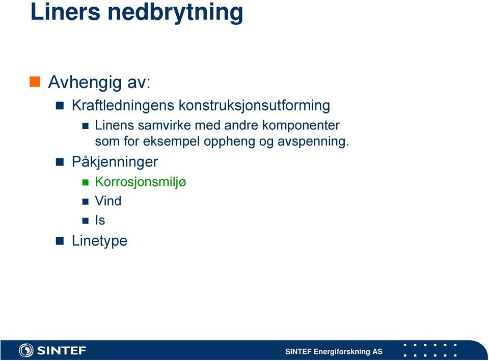 komponenter som for eksempel oppheng og