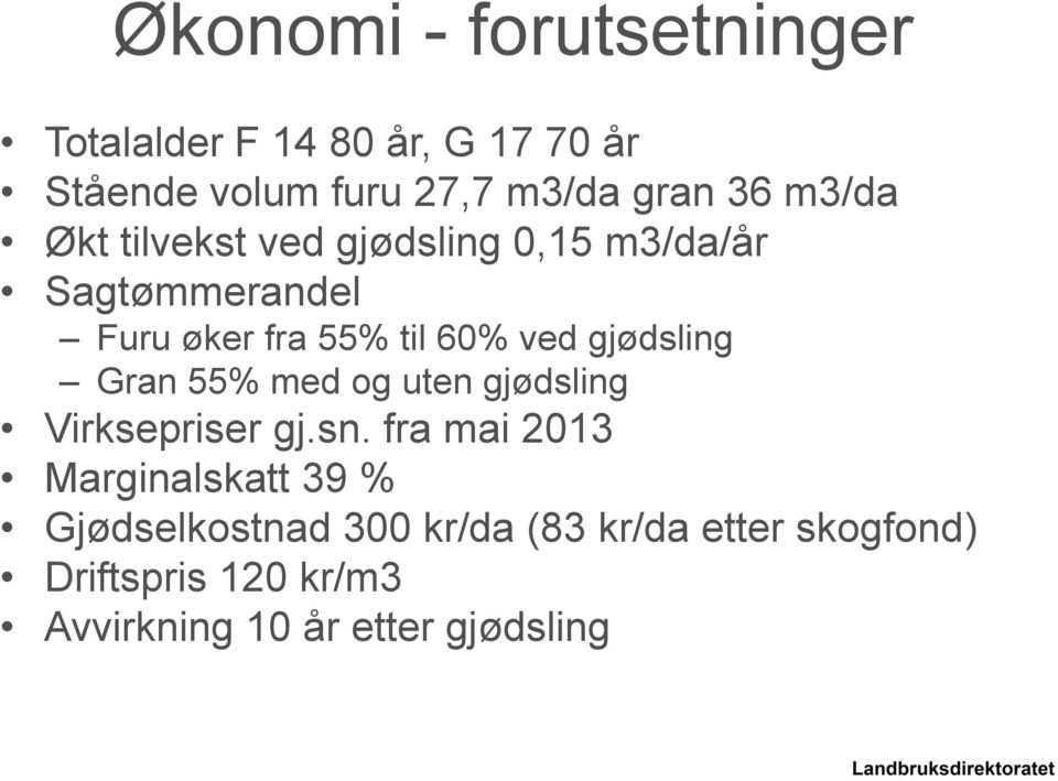 gjødsling Gran 55% med og uten gjødsling Virksepriser gj.sn.