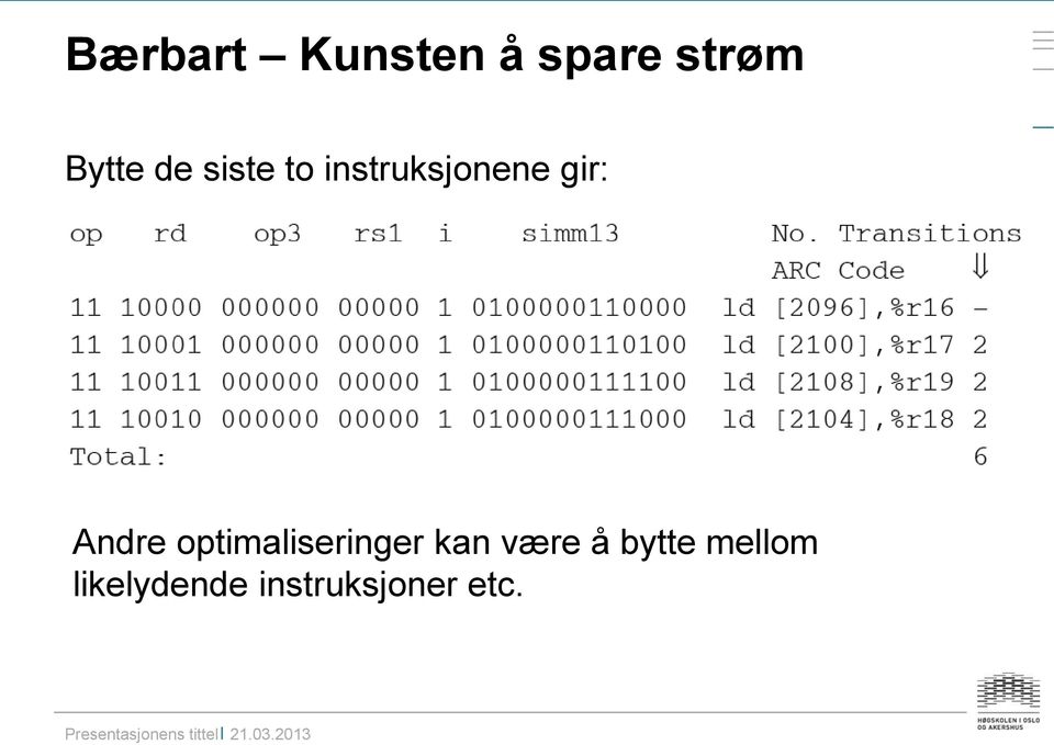 Andre optimaliseringer kan være å