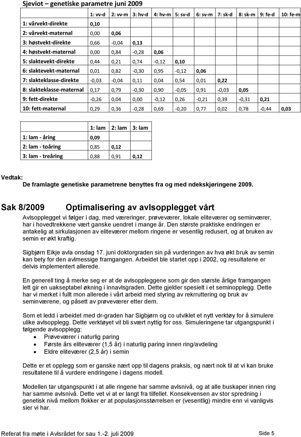 0,04 0,54 0,01 0,22 8: slakteklasse-maternal 0,17 0,79-0,30 0,90-0,05 0,91-0,03 0,05 9: fett-direkte -0,26 0,04 0,00-0,12 0,26-0,21 0,39-0,31 0,21 10: fett-maternal 0,29 0,36-0,28 0,69-0,20 0,77 0,02