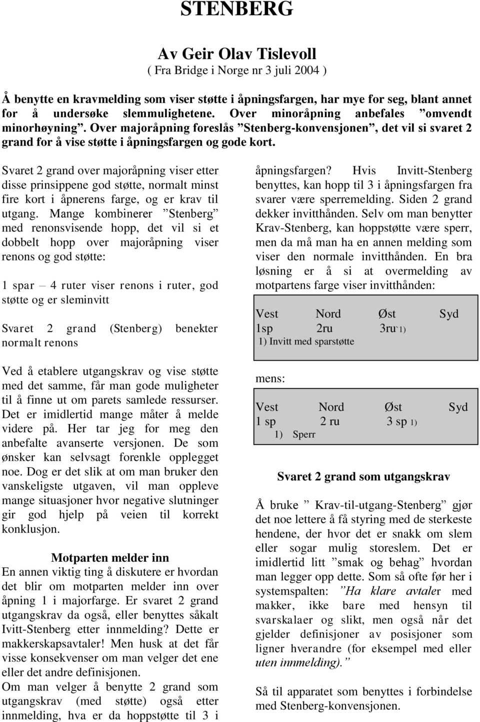 varet 2 grand over majoråpning viser etter disse prinsippene god støtte, normalt minst fire kort i åpnerens farge, og er krav til utgang.