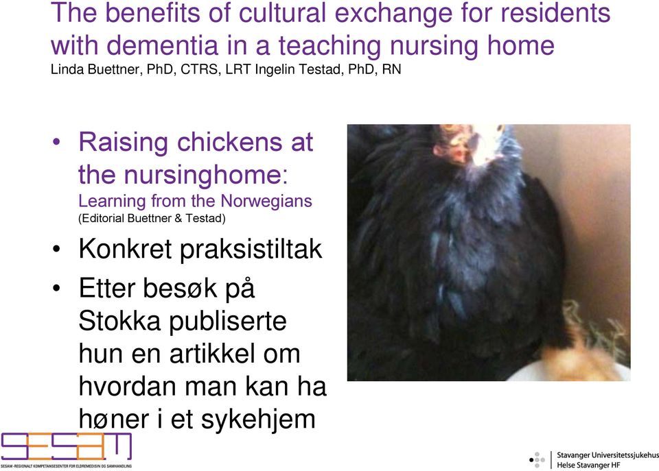nursinghome: Learning from the Norwegians (Editorial Buettner & Testad) Konkret