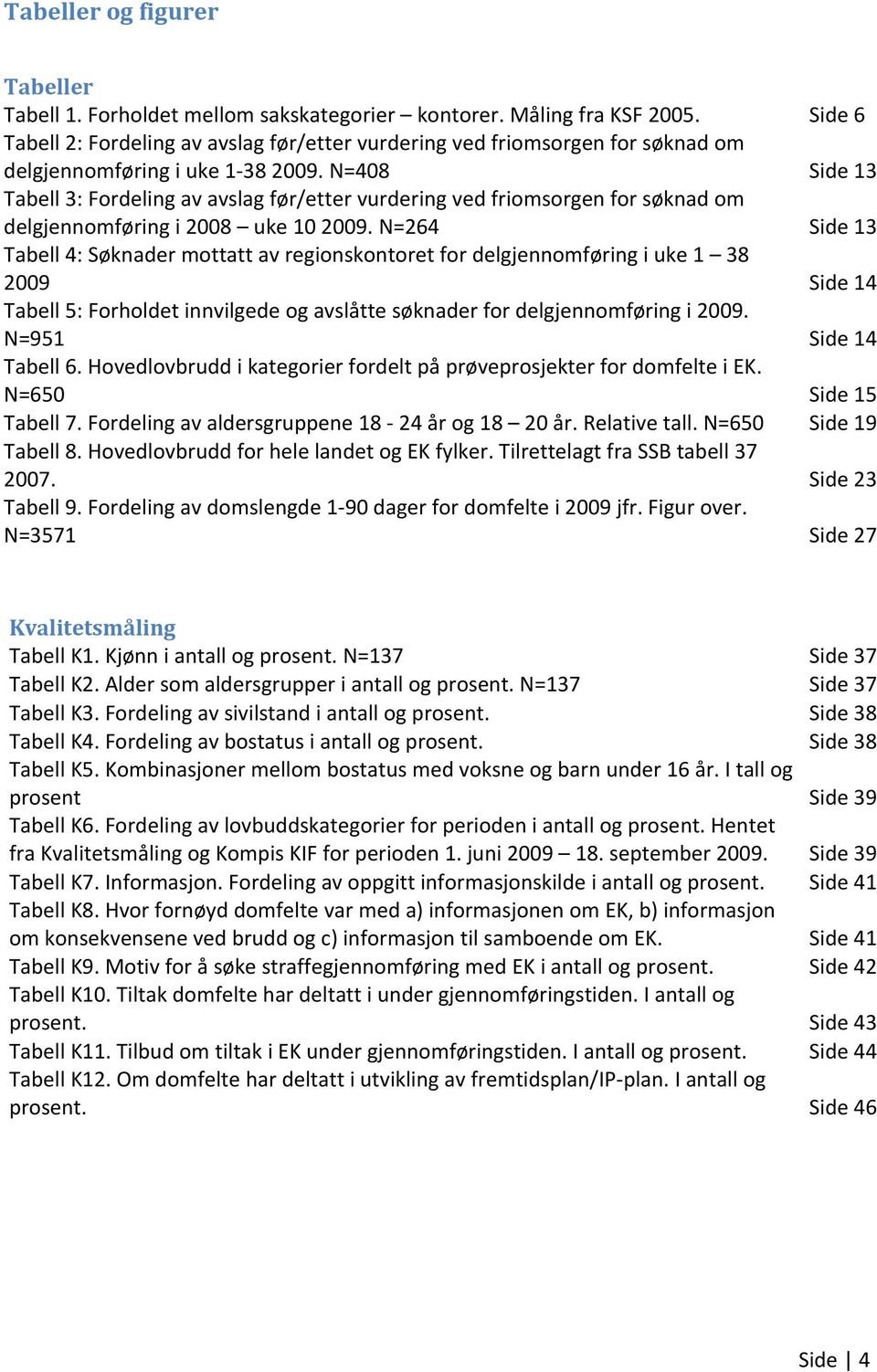 N=408 Side 13 Tabell 3: Fordeling av avslag før/etter vurdering ved friomsorgen for søknad om delgjennomføring i 2008 uke 10 2009.