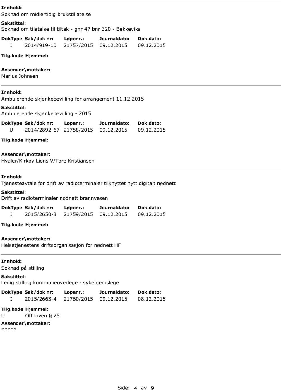 2015 Ambulerende skjenkebevilling - 2015 2014/2892-67 21758/2015 Hvaler/Kirkøy Lions V/Tore Kristiansen Tjenesteavtale for drift av