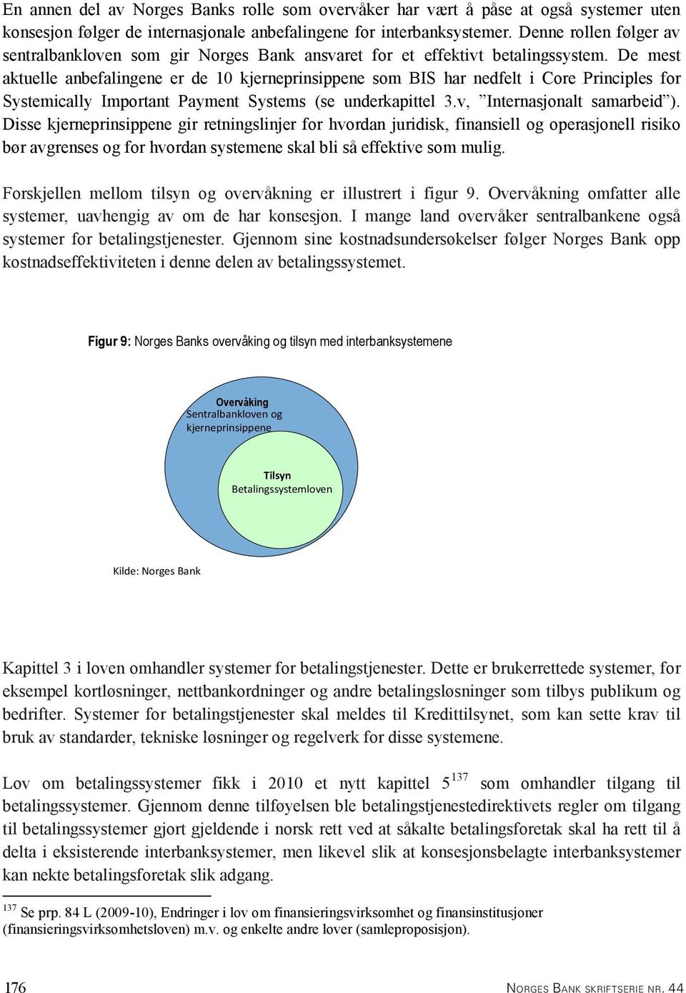 De mest aktuelle anbefalingene er de 10 kjerneprinsippene som BIS har nedfelt i Core Principles for Systemically Important Payment Systems (se underkapittel 3.v, Internasjonalt samarbeid ).