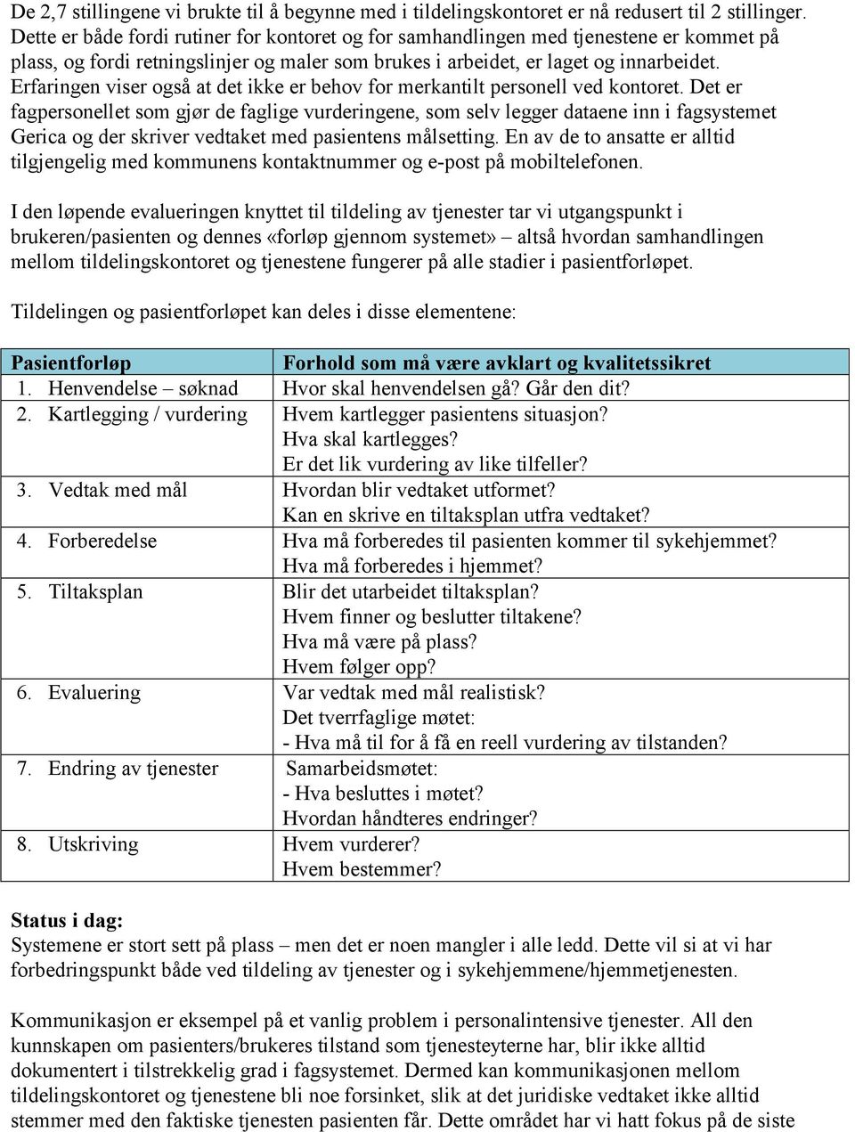 Erfaringen viser også at det ikke er behov for merkantilt personell ved kontoret.