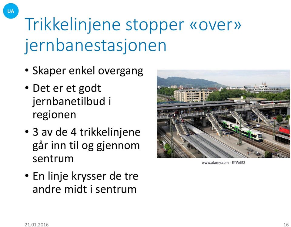 3 av de 4 trikkelinjene går inn til og gjennom sentrum